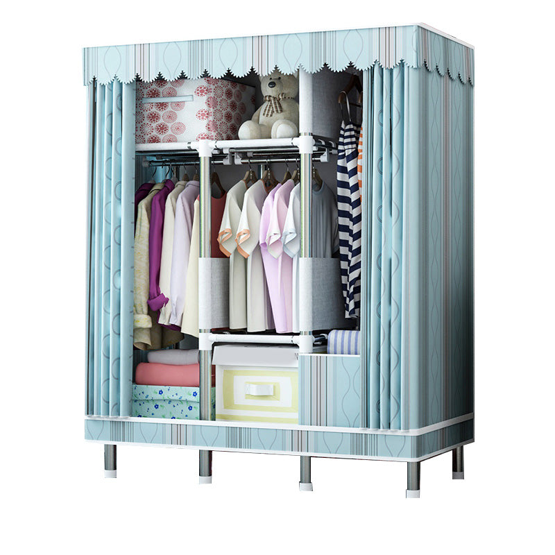 Contemporary Wardrobe Closet with Shelves Metal Wardrobe Armoire