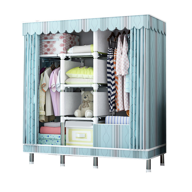 Contemporary Wardrobe Closet with Shelves Metal Wardrobe Armoire