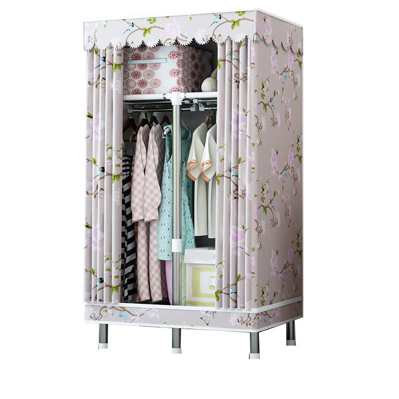 Contemporary Wardrobe Closet with Shelves Metal Wardrobe Armoire