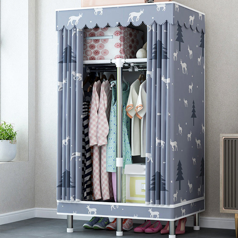 Contemporary Wardrobe Closet with Shelves Metal Wardrobe Armoire