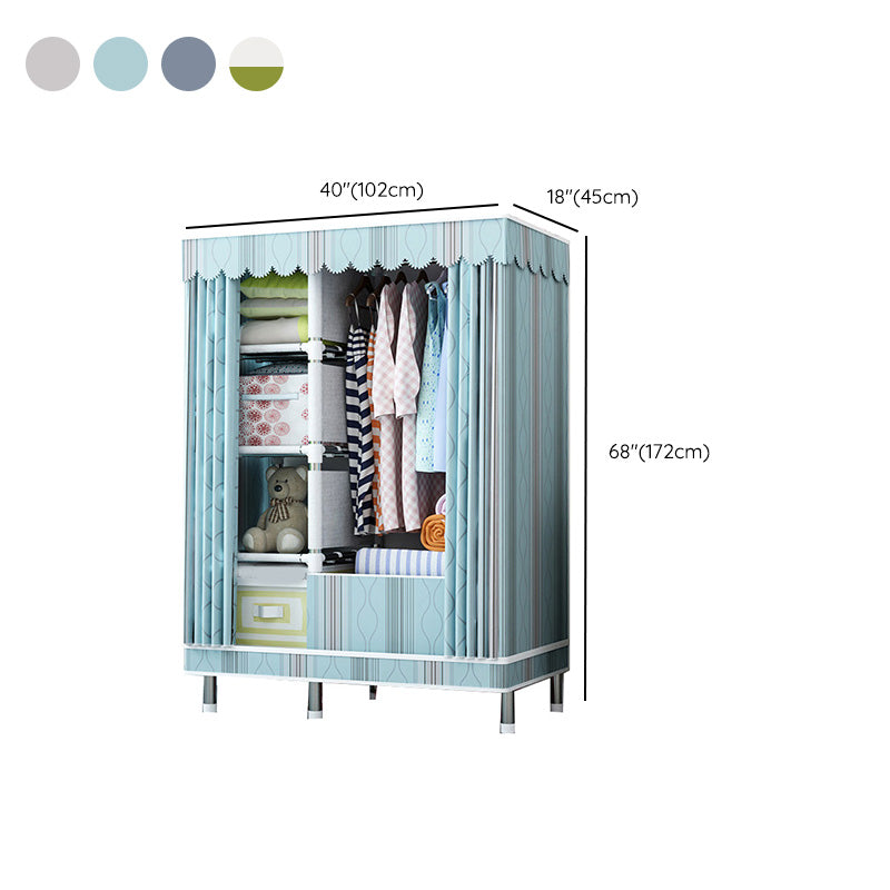 Contemporary Wardrobe Closet with Shelves Metal Wardrobe Armoire