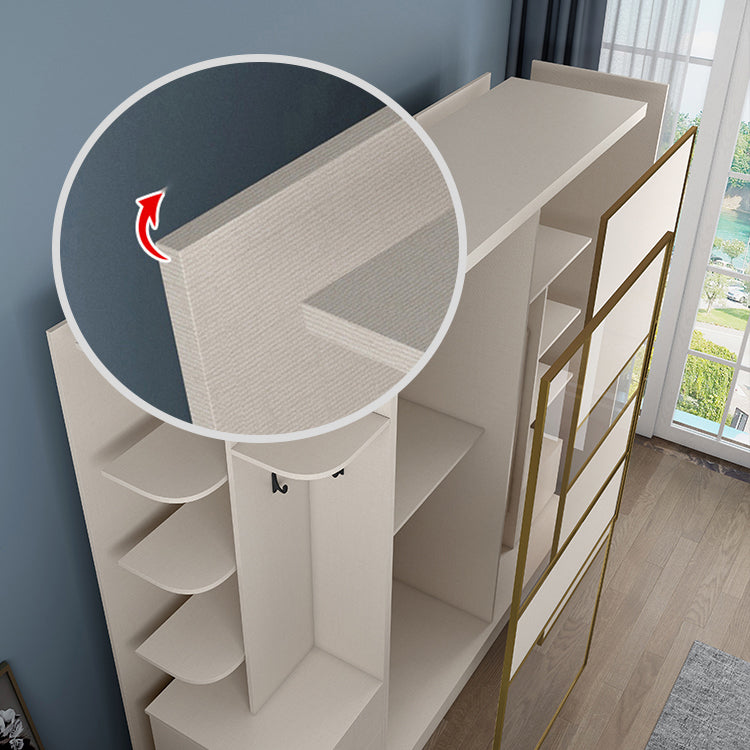 Asta di stoffa del guardaroba in legno di colore bianco incluso l'armadio del guardaroba per la casa