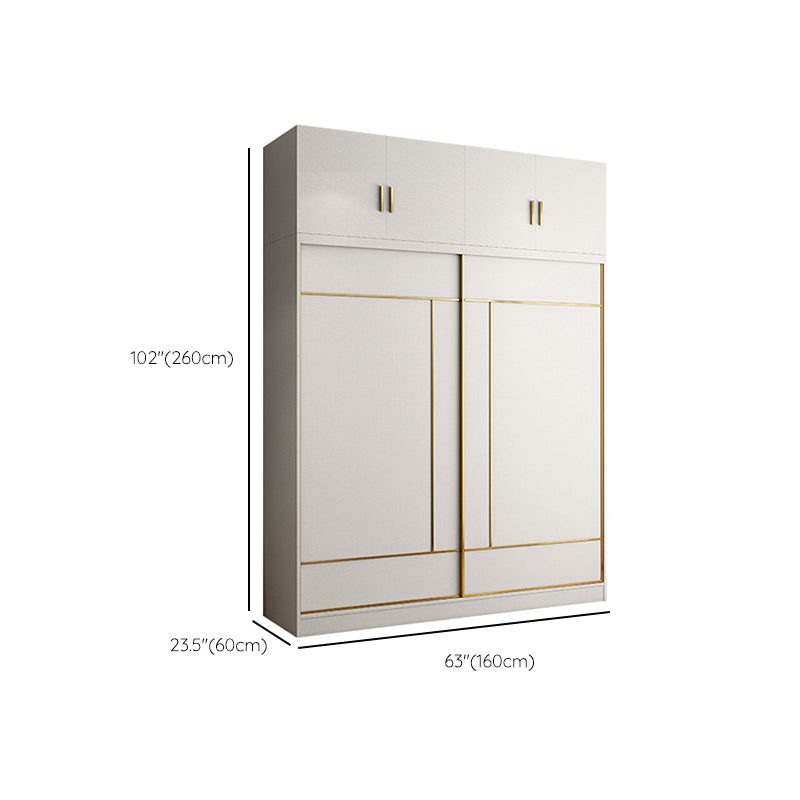 Asta di stoffa del guardaroba in legno di colore bianco incluso l'armadio del guardaroba per la casa