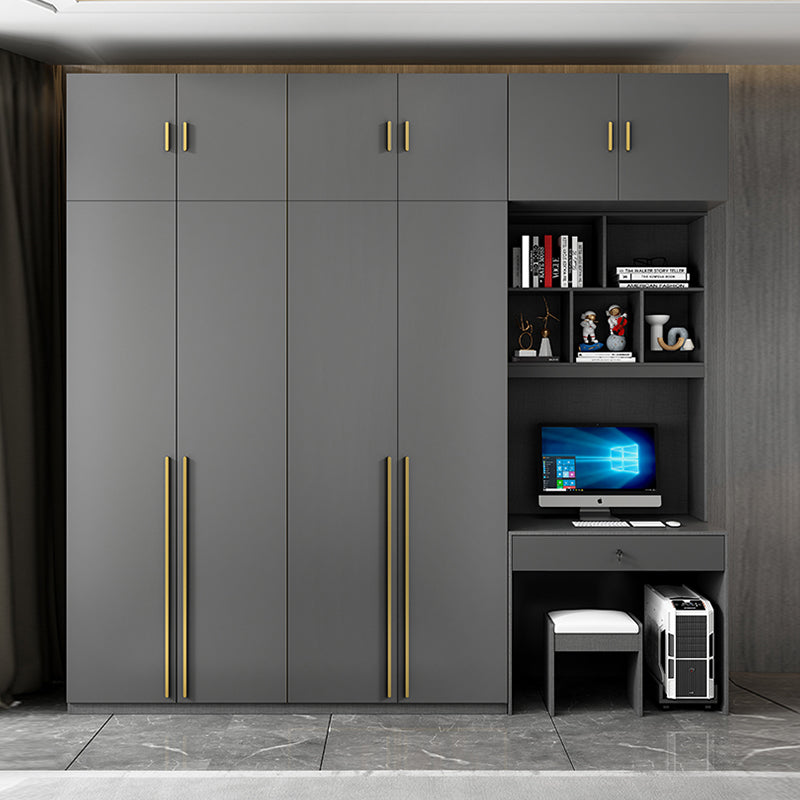 Schwarzer Kleiderschrank aus Holz mit Soft-Close-Schublade für Zuhause
