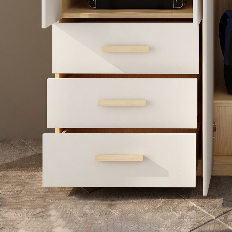 Hinged Wardrobe Armoire with Garment Rod Modern Wardrobe Cabinet for Home