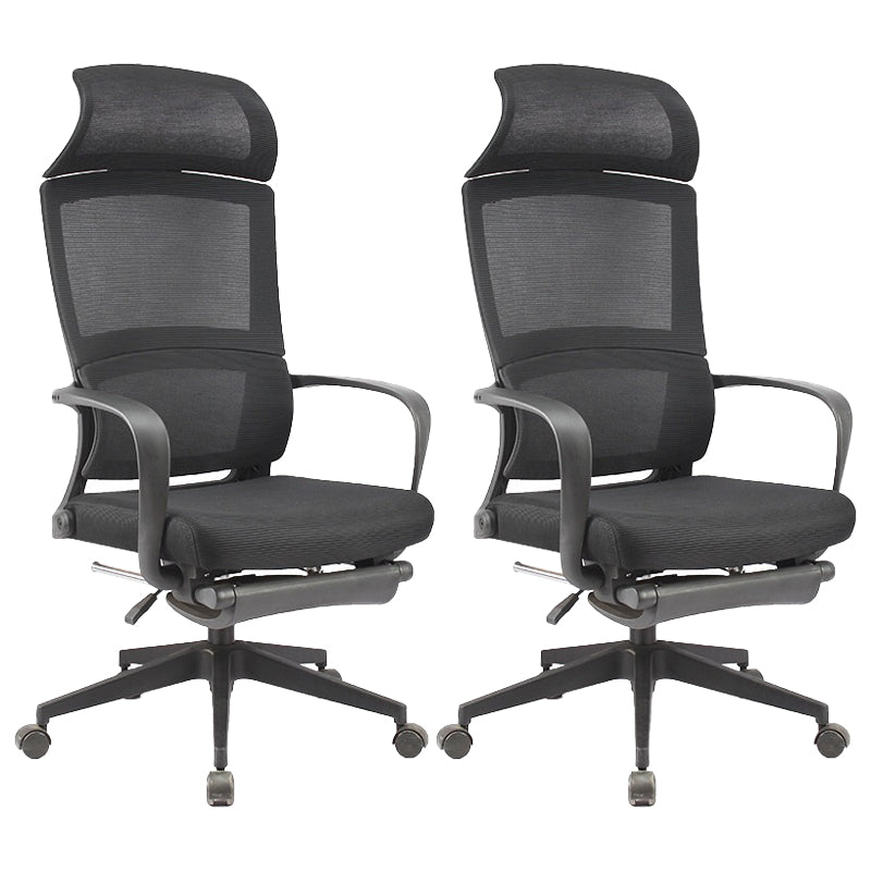 Modern Slide Office Chair Adjustable Seat Height Black Fixed Arms Desk Chair 2 Piece Set Clearhalo 'furn' 'furn_office_chair' 'Furniture' 'Office Chairs' 'Office Furniture' 'office_chair' 6476057