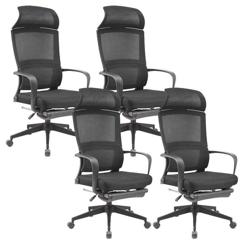 Modern Slide Office Chair Adjustable Seat Height Black Fixed Arms Desk Chair 4 Piece Set Clearhalo 'furn' 'furn_office_chair' 'Furniture' 'Office Chairs' 'Office Furniture' 'office_chair' 6476059
