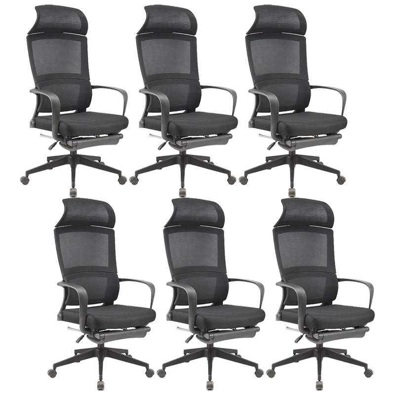Modern Slide Office Chair Adjustable Seat Height Black Fixed Arms Desk Chair 6 Piece Set Clearhalo 'furn' 'furn_office_chair' 'Furniture' 'Office Chairs' 'Office Furniture' 'office_chair' 6476061
