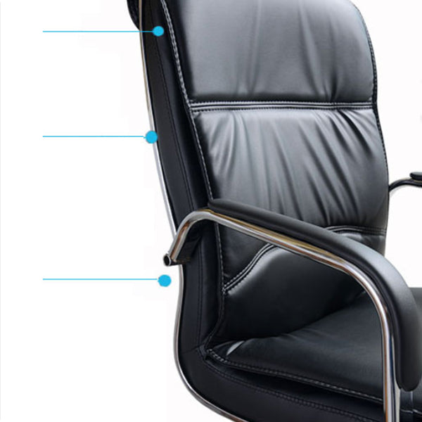 Modern Black Leather Desk Chair Fixed Arms Task Chair for Office Clearhalo 'furn' 'furn_office_chair' 'Furniture' 'Office Chairs' 'Office Furniture' 'office_chair' 6476093