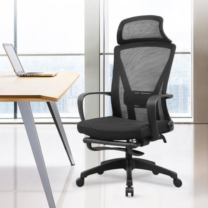 Chaise de bureau coulissante moderne, siège réglable en hauteur, bras fixes, noir, avec roulettes