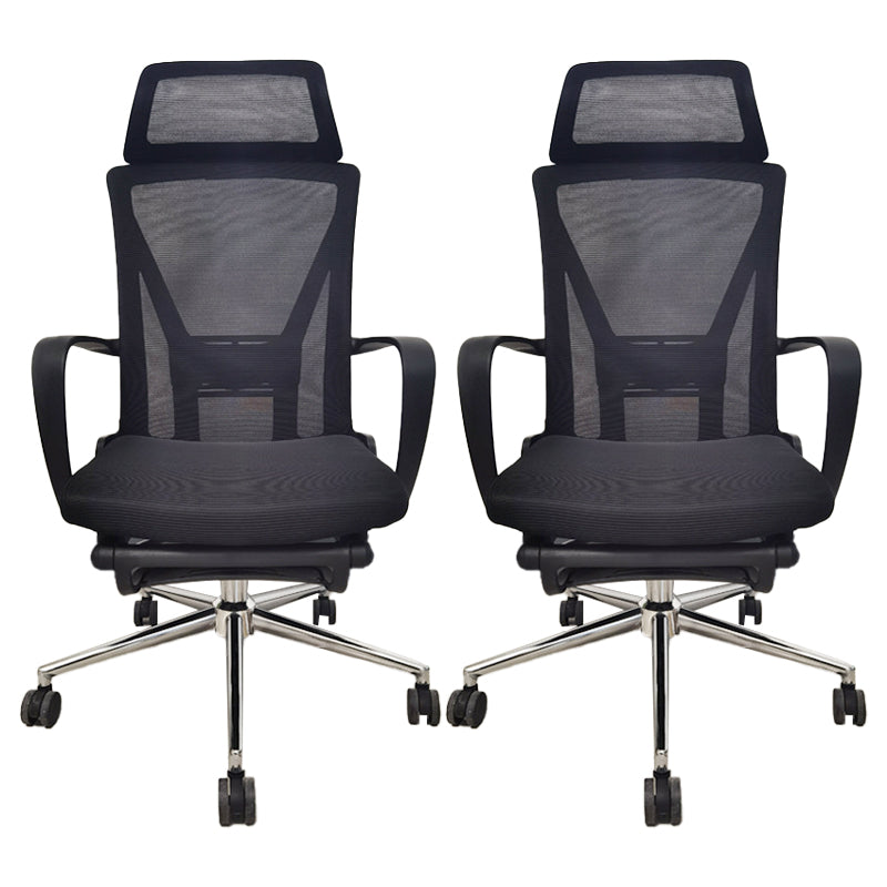 Chaise de bureau coulissante moderne, siège réglable en hauteur, bras fixes, noir, avec roulettes