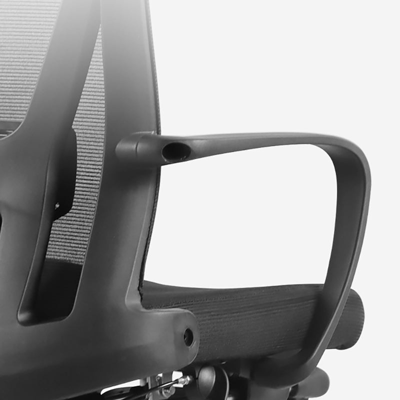 Chaise de bureau coulissante moderne, siège réglable en hauteur, bras fixes, noir, avec roulettes