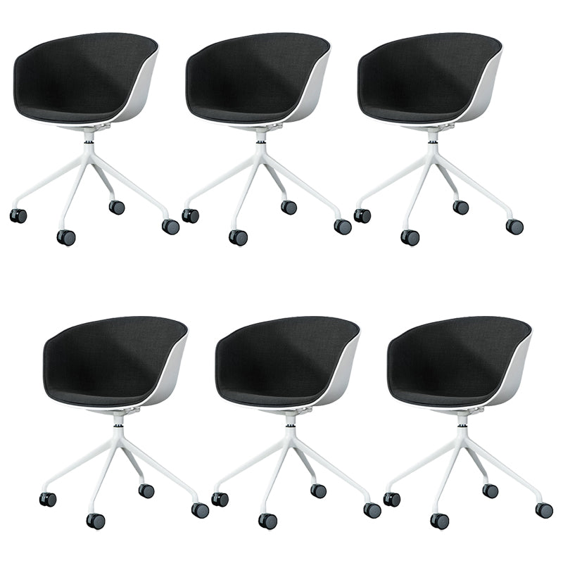 Modern Fabric Conference Chair Metal Chair with Wheels for Office Black 6 Piece Set Clearhalo 'furn' 'furn_office_chair' 'Furniture' 'Office Chairs' 'Office Furniture' 'office_chair' 6476114