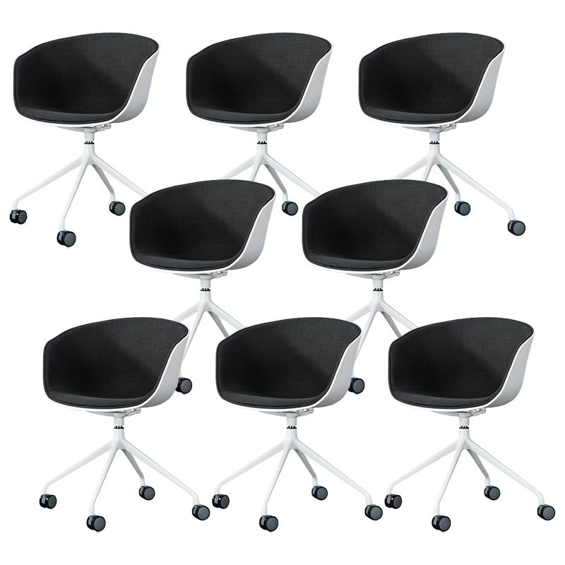 Modern Fabric Conference Chair Metal Chair with Wheels for Office Black 8 Piece Set Clearhalo 'furn' 'furn_office_chair' 'Furniture' 'Office Chairs' 'Office Furniture' 'office_chair' 6476116
