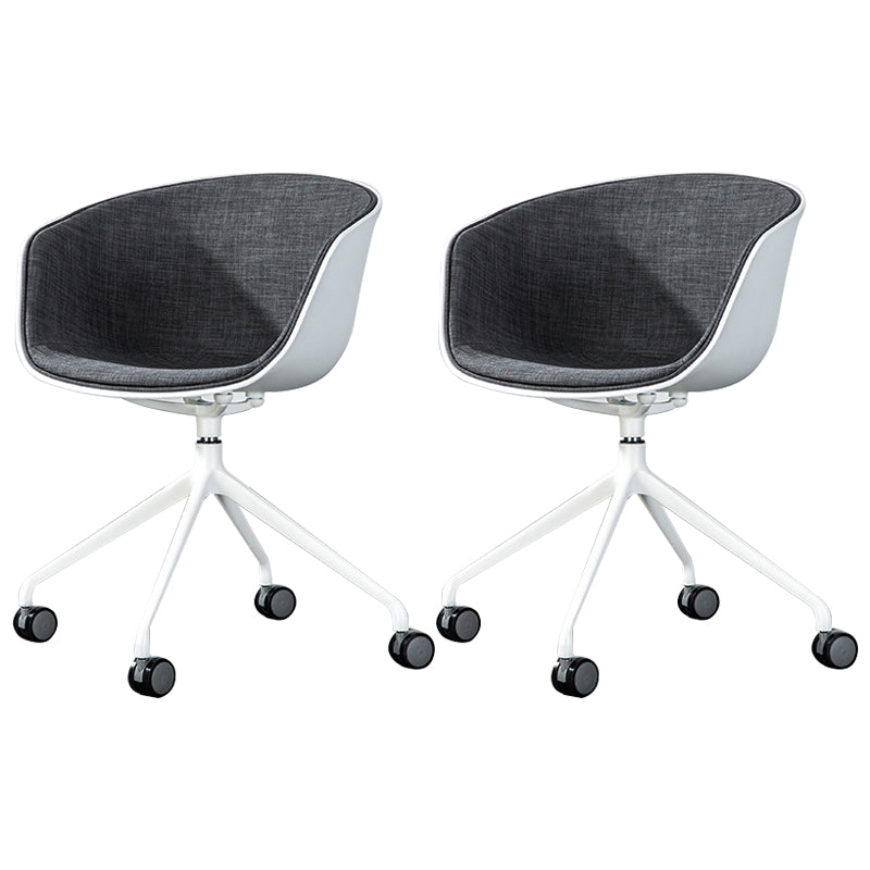Modern Fabric Conference Chair Metal Chair with Wheels for Office Dark Gray 2 Piece Set Clearhalo 'furn' 'furn_office_chair' 'Furniture' 'Office Chairs' 'Office Furniture' 'office_chair' 6476118