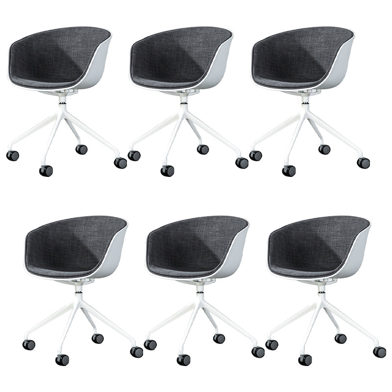 Modern Fabric Conference Chair Metal Chair with Wheels for Office Dark Gray 6 Piece Set Clearhalo 'furn' 'furn_office_chair' 'Furniture' 'Office Chairs' 'Office Furniture' 'office_chair' 6476123