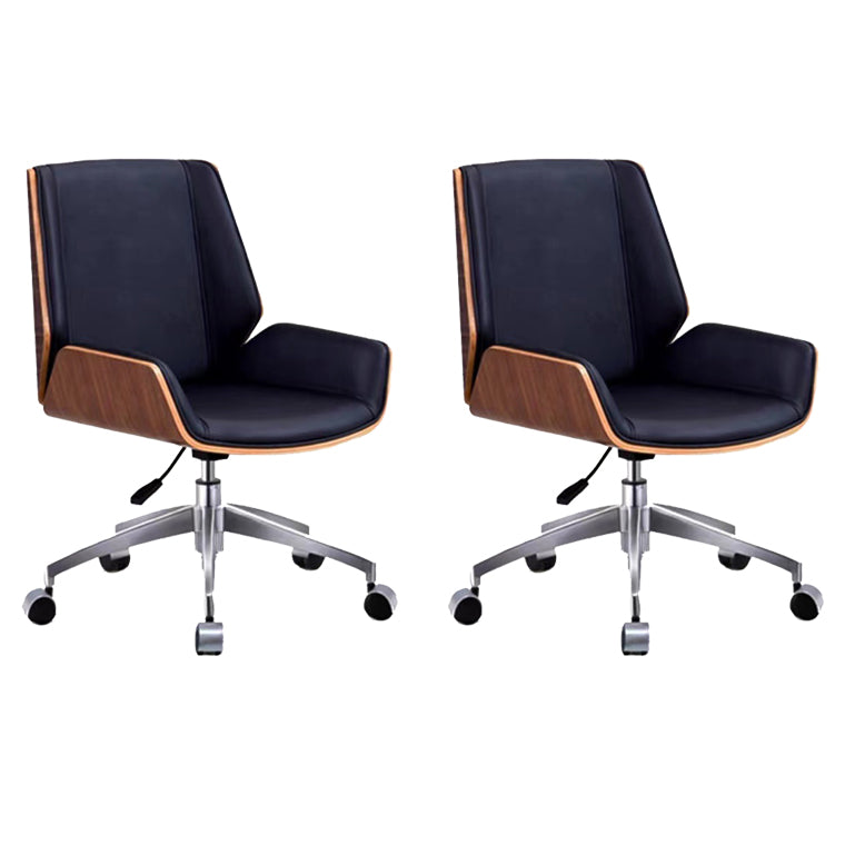 Faux Leather Managers Chair Modern Armless Upholstered Office Chair 2 Piece Set Mid-Back (14-22 in.) Clearhalo 'furn' 'furn_office_chair' 'Furniture' 'Office Chairs' 'Office Furniture' 'office_chair' 6476182