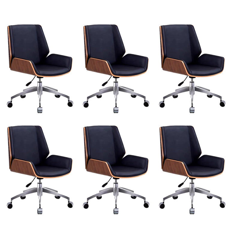 Faux Leather Managers Chair Modern Armless Upholstered Office Chair 6 Piece Set Mid-Back (14-22 in.) Clearhalo 'furn' 'furn_office_chair' 'Furniture' 'Office Chairs' 'Office Furniture' 'office_chair' 6476186