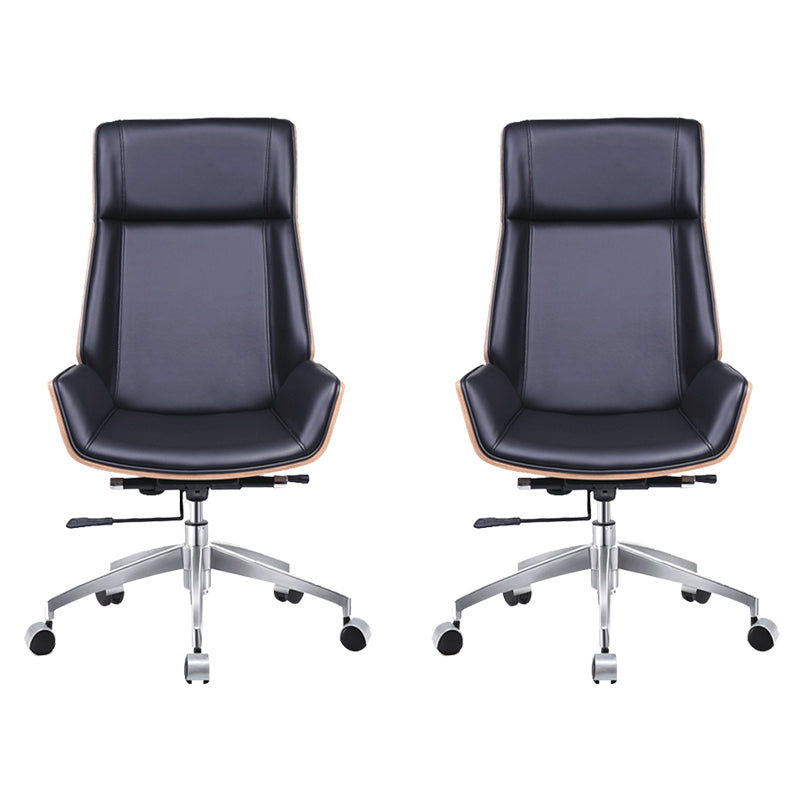 Faux Leather Managers Chair Modern Armless Upholstered Office Chair 2 Piece Set High-Back (Over 22 in.) Clearhalo 'furn' 'furn_office_chair' 'Furniture' 'Office Chairs' 'Office Furniture' 'office_chair' 6476191