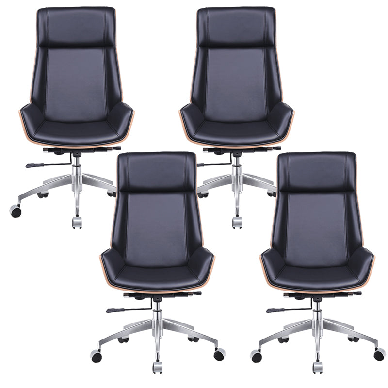 Faux Leather Managers Chair Modern Armless Upholstered Office Chair 4 Piece Set High-Back (Over 22 in.) Clearhalo 'furn' 'furn_office_chair' 'Furniture' 'Office Chairs' 'Office Furniture' 'office_chair' 6476193