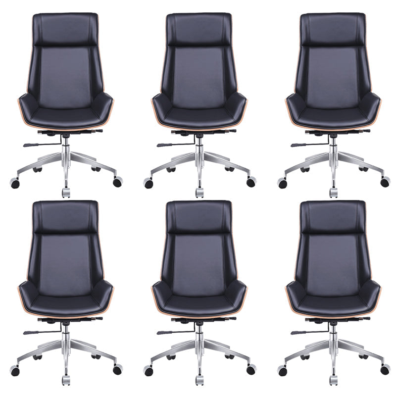 Faux Leather Managers Chair Modern Armless Upholstered Office Chair 6 Piece Set High-Back (Over 22 in.) Clearhalo 'furn' 'furn_office_chair' 'Furniture' 'Office Chairs' 'Office Furniture' 'office_chair' 6476194