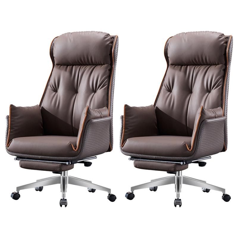 Modern Leather Managers Chair Brown Executive Chair for Office Faux Leather 2 Piece Set With Footrest Clearhalo 'furn' 'furn_office_chair' 'Furniture' 'Office Chairs' 'Office Furniture' 'office_chair' 6476223
