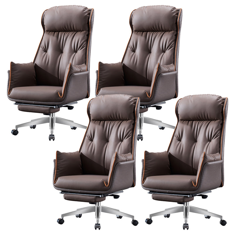 Modern Leather Managers Chair Brown Executive Chair for Office Faux Leather 4 Piece Set With Footrest Clearhalo 'furn' 'furn_office_chair' 'Furniture' 'Office Chairs' 'Office Furniture' 'office_chair' 6476224