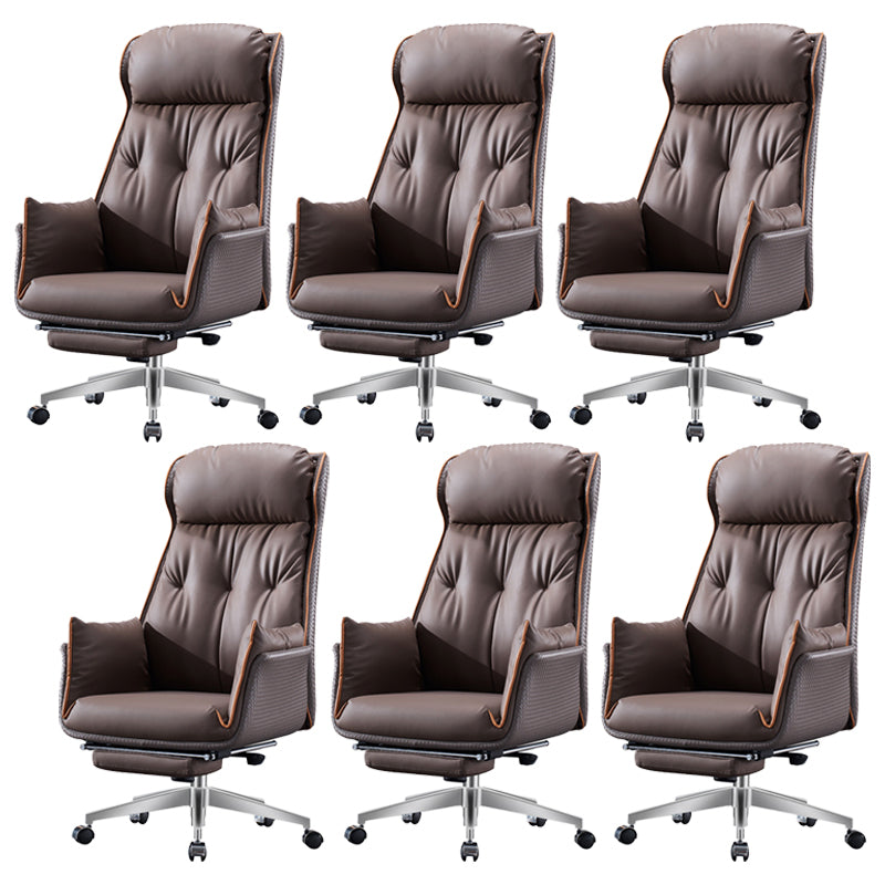 Modern Leather Managers Chair Brown Executive Chair for Office Faux Leather 6 Piece Set With Footrest Clearhalo 'furn' 'furn_office_chair' 'Furniture' 'Office Chairs' 'Office Furniture' 'office_chair' 6476226