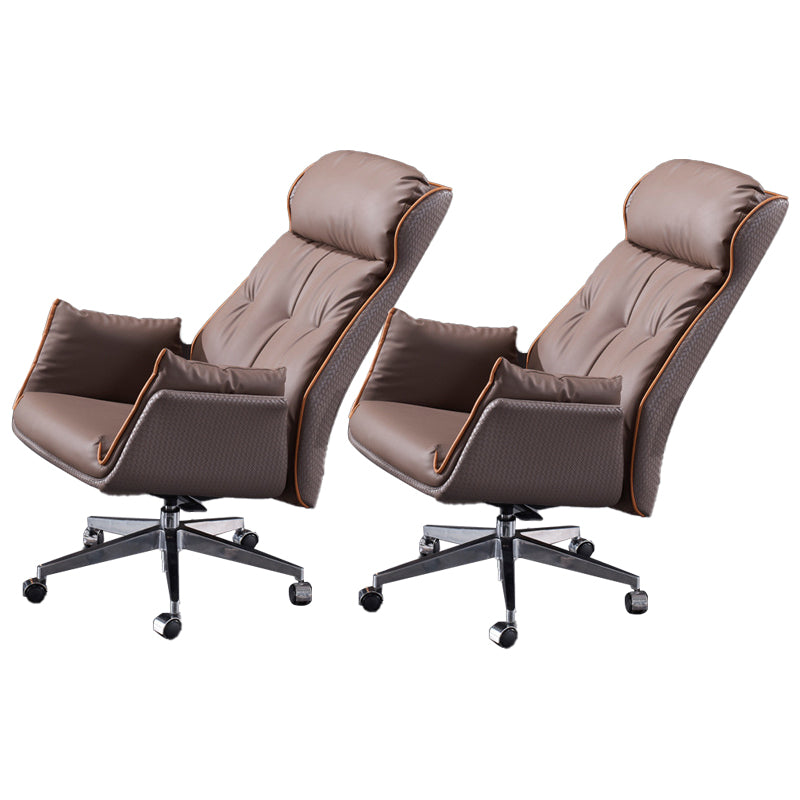 Modern Leather Managers Chair Brown Executive Chair for Office 2 Piece Set Without Footrest Clearhalo 'furn' 'furn_office_chair' 'Furniture' 'Office Chairs' 'Office Furniture' 'office_chair' 6476230