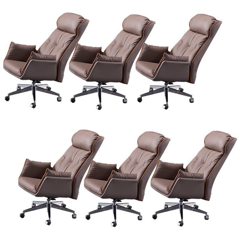 Modern Leather Managers Chair Brown Executive Chair for Office 6 Piece Set Without Footrest Clearhalo 'furn' 'furn_office_chair' 'Furniture' 'Office Chairs' 'Office Furniture' 'office_chair' 6476235