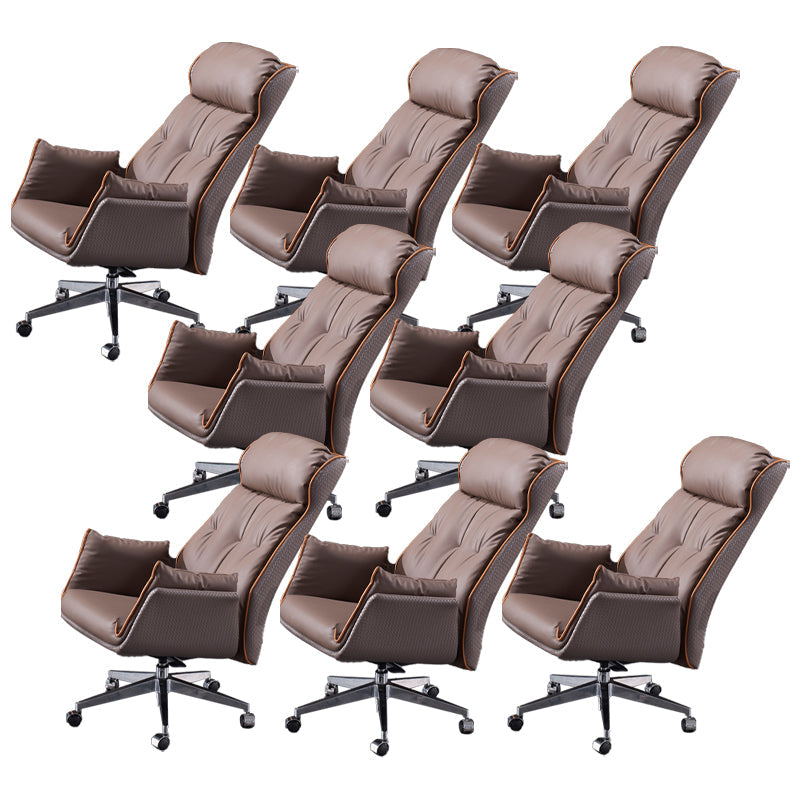 Modern Leather Managers Chair Brown Executive Chair for Office 8 Piece Set Without Footrest Clearhalo 'furn' 'furn_office_chair' 'Furniture' 'Office Chairs' 'Office Furniture' 'office_chair' 6476237