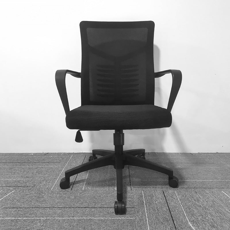 Modern Slide Office Chair Mid Back Fixed Arms Adjustable Seat Desk Chair with Wheels Clearhalo 'furn' 'furn_office_chair' 'Furniture' 'Office Chairs' 'Office Furniture' 'office_chair' 6476258