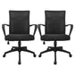 Modern Slide Office Chair Mid Back Fixed Arms Adjustable Seat Desk Chair with Wheels Black 2 Piece Set Clearhalo 'furn' 'furn_office_chair' 'Furniture' 'Office Chairs' 'Office Furniture' 'office_chair' 6476259