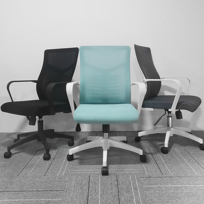 Modern Slide Office Chair Mid Back Fixed Arms Adjustable Seat Desk Chair with Wheels Clearhalo 'furn' 'furn_office_chair' 'Furniture' 'Office Chairs' 'Office Furniture' 'office_chair' 6476264