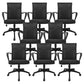 Modern Slide Office Chair Mid Back Fixed Arms Adjustable Seat Desk Chair with Wheels Black 8 Piece Set Clearhalo 'furn' 'furn_office_chair' 'Furniture' 'Office Chairs' 'Office Furniture' 'office_chair' 6476265