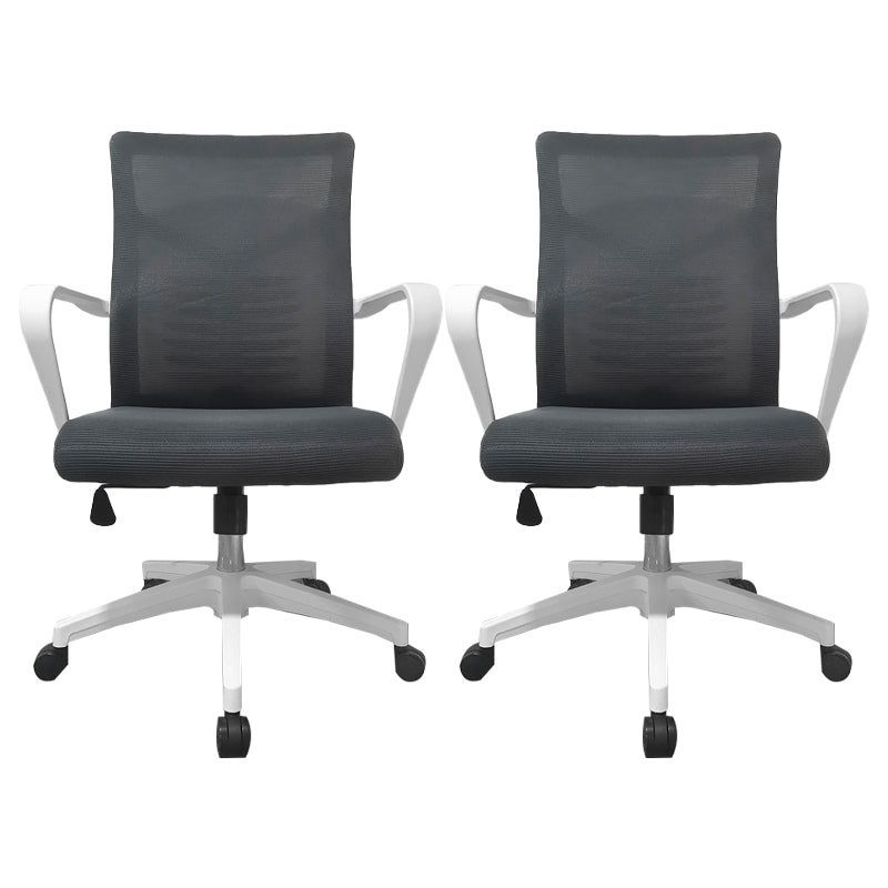 Modern Slide Office Chair Mid Back Fixed Arms Adjustable Seat Desk Chair with Wheels Grey 2 Piece Set Clearhalo 'furn' 'furn_office_chair' 'Furniture' 'Office Chairs' 'Office Furniture' 'office_chair' 6476266