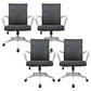 Modern Slide Office Chair Mid Back Fixed Arms Adjustable Seat Desk Chair with Wheels Grey 4 Piece Set Clearhalo 'furn' 'furn_office_chair' 'Furniture' 'Office Chairs' 'Office Furniture' 'office_chair' 6476269