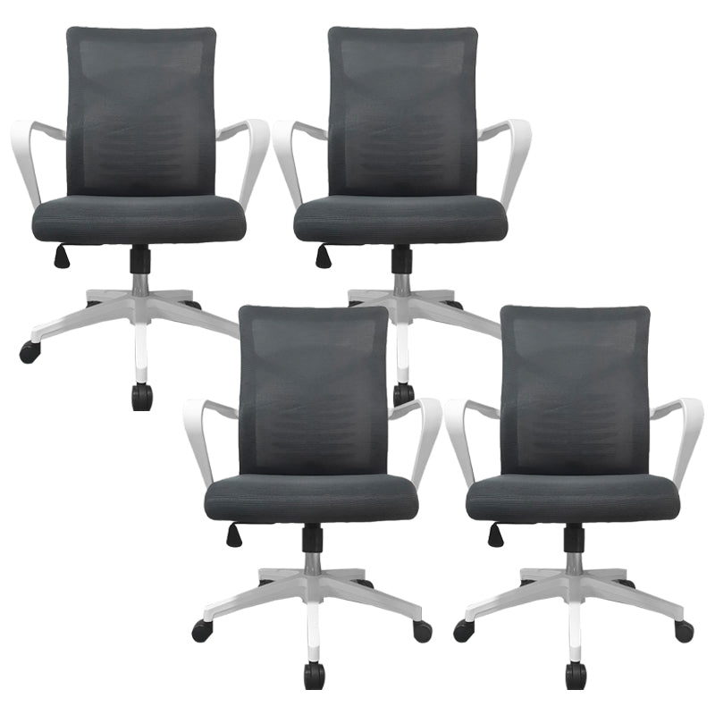 Modern Slide Office Chair Mid Back Fixed Arms Adjustable Seat Desk Chair with Wheels Grey 4 Piece Set Clearhalo 'furn' 'furn_office_chair' 'Furniture' 'Office Chairs' 'Office Furniture' 'office_chair' 6476269