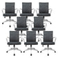 Modern Slide Office Chair Mid Back Fixed Arms Adjustable Seat Desk Chair with Wheels Grey 8 Piece Set Clearhalo 'furn' 'furn_office_chair' 'Furniture' 'Office Chairs' 'Office Furniture' 'office_chair' 6476273