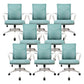 Modern Slide Office Chair Mid Back Fixed Arms Adjustable Seat Desk Chair with Wheels Green 8 Piece Set Clearhalo 'furn' 'furn_office_chair' 'Furniture' 'Office Chairs' 'Office Furniture' 'office_chair' 6476280
