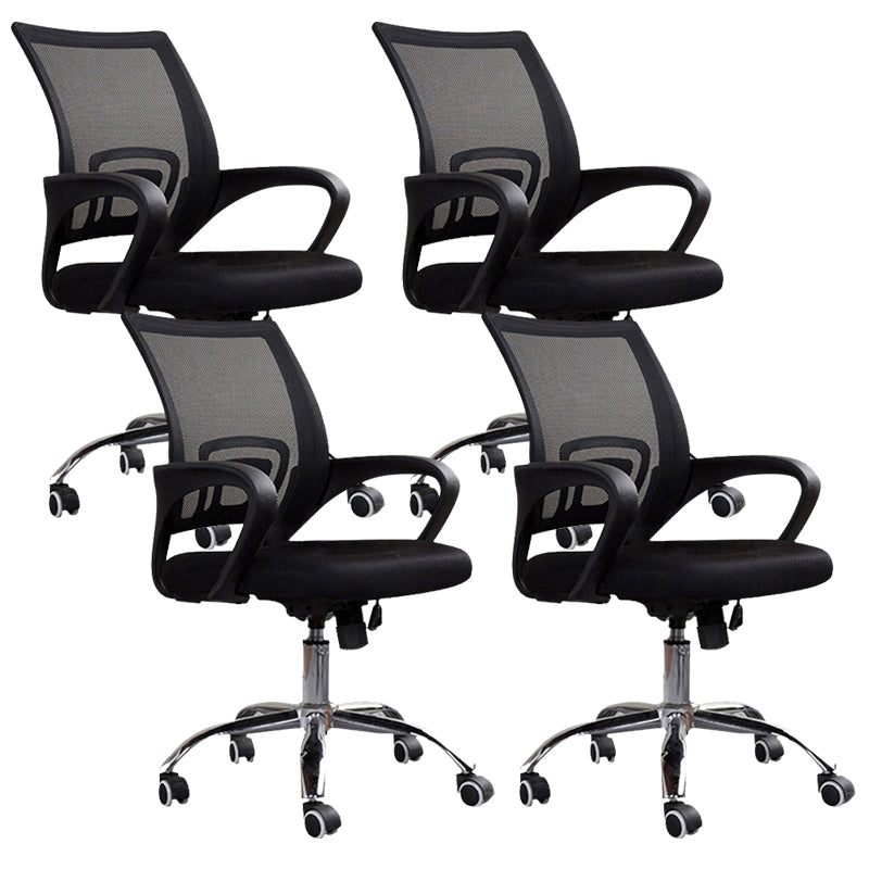 Silla moderna con brazos incluidos, silla de escritorio de malla con respaldo medio para oficina