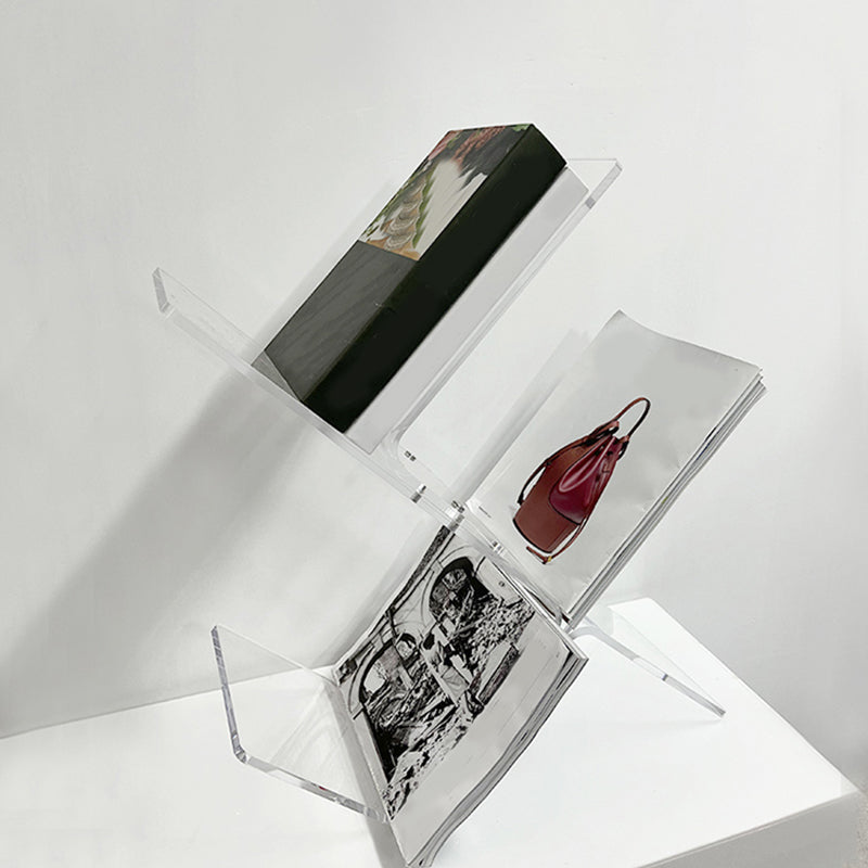 Modern Antique Finish Shelf Bookcase Acrylic Book Shelf with Shelves Clearhalo 'Bookcases' 'furn' 'furn_bookcases' 'Furniture' 'Office Furniture' 6476402