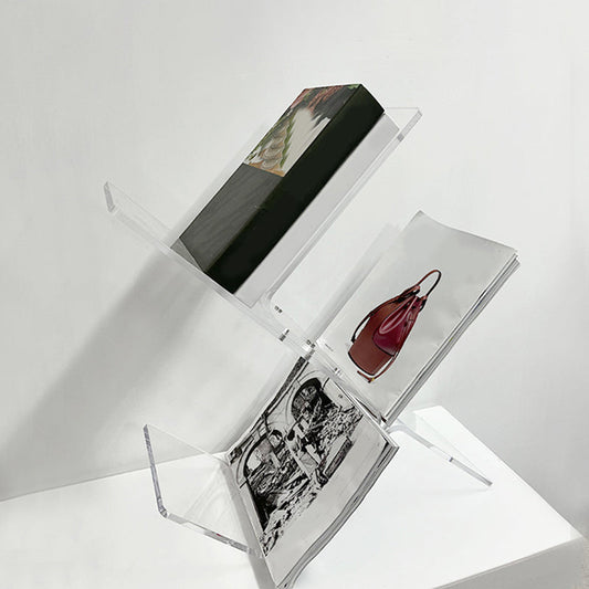 Modern Antique Finish Shelf Bookcase Acrylic Book Shelf with Shelves Clearhalo 'Bookcases' 'furn' 'furn_bookcases' 'Furniture' 'Office Furniture' 6476402