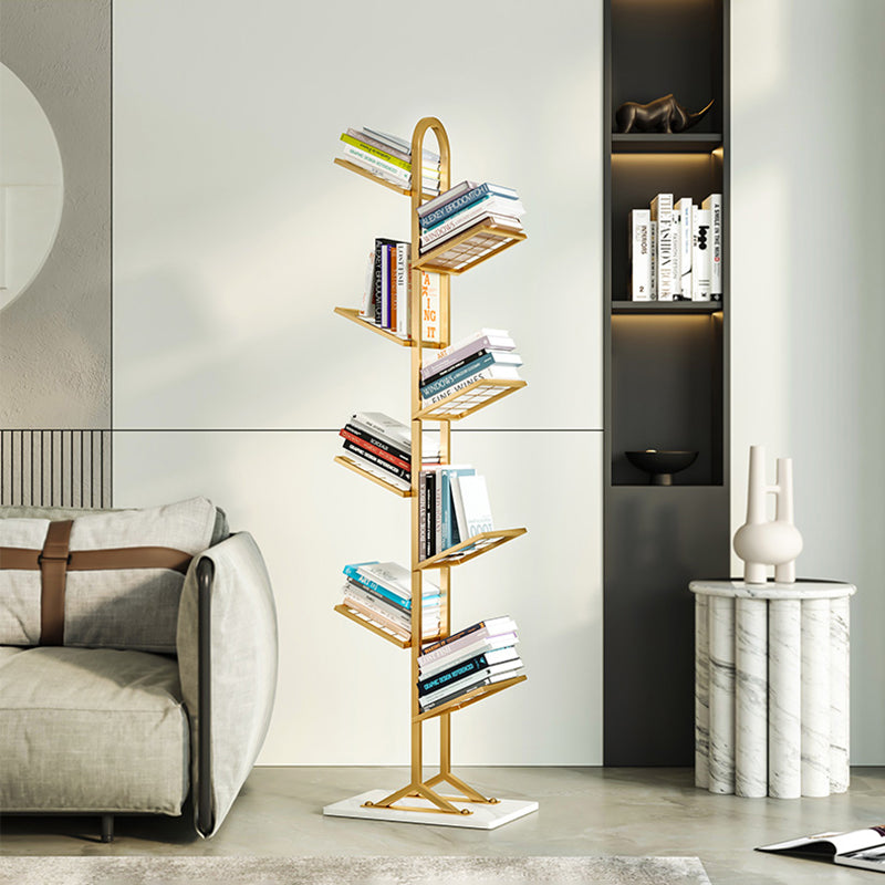 Contemporary Etagere Bookcase Open Back Metal Bookshelf with Shelves