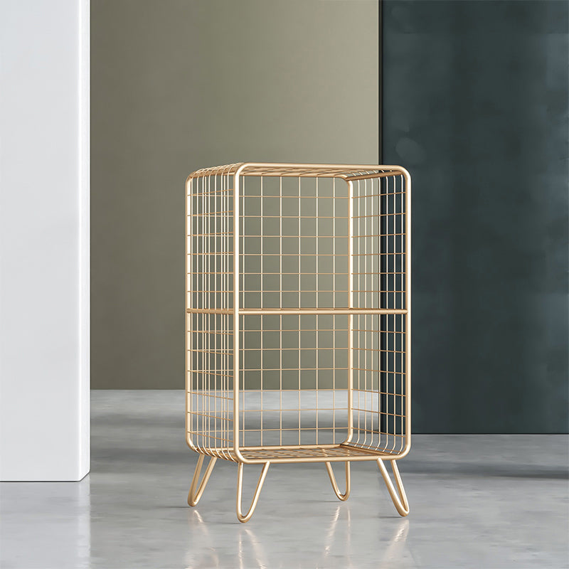 11.81" W Glam Antique Finish Shelf Bookcase Metal Book Shelf with Rectangular Shelves 14"L x 12"W x 26"H Gold Clearhalo 'Bookcases' 'furn' 'furn_bookcases' 'Furniture' 'Office Furniture' 6476460