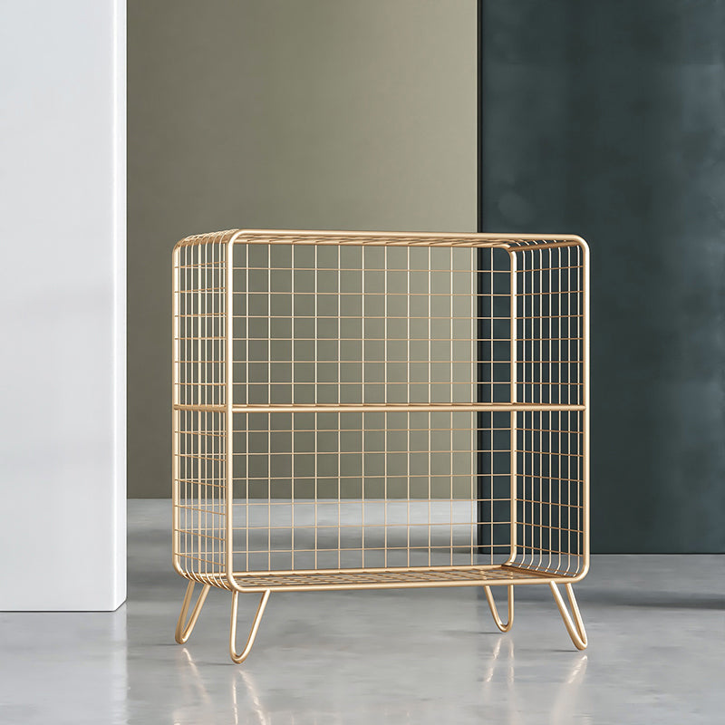 11.81" W Glam Antique Finish Shelf Bookcase Metal Book Shelf with Rectangular Shelves 31"L x 12"W x 27.5"H Gold Clearhalo 'Bookcases' 'furn' 'furn_bookcases' 'Furniture' 'Office Furniture' 6476464