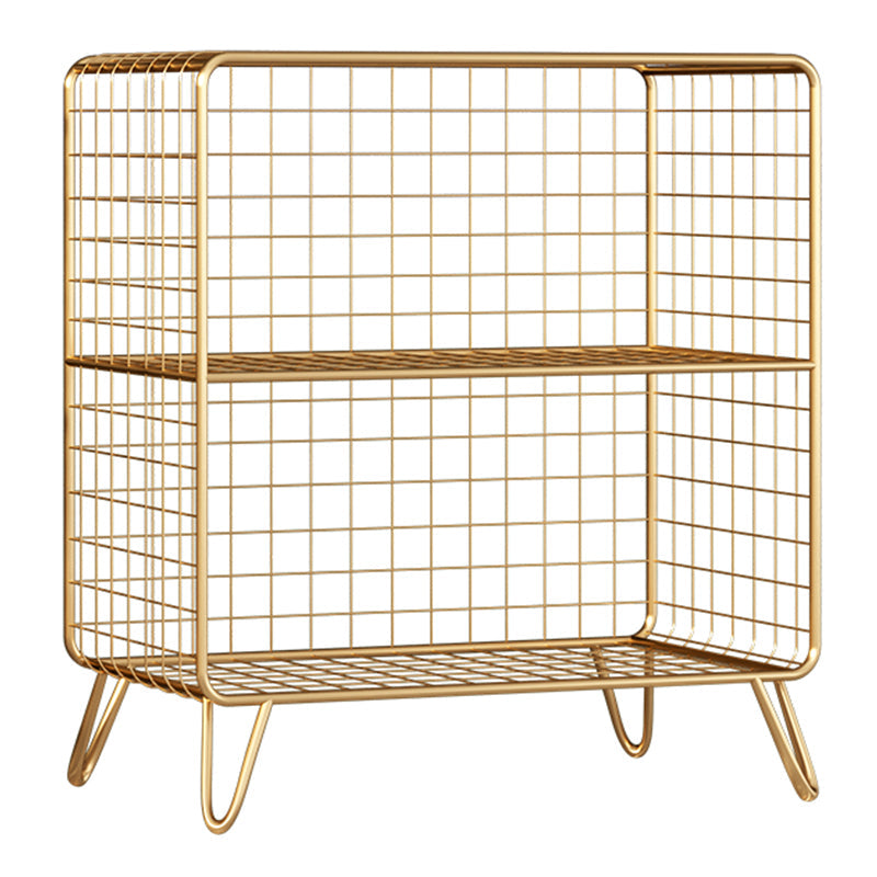 11.81" W Glam Antique Finish Shelf Bookcase Metal Book Shelf with Rectangular Shelves Clearhalo 'Bookcases' 'furn' 'furn_bookcases' 'Furniture' 'Office Furniture' 6476467