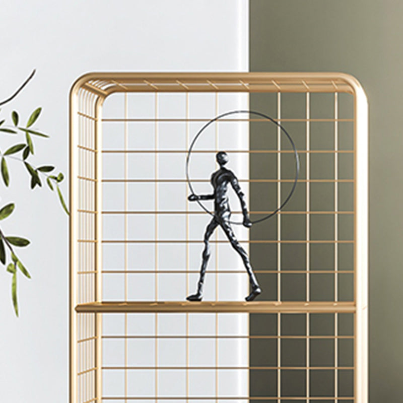 11.81" W Glam Antique Finish Shelf Bookcase Metal Book Shelf with Rectangular Shelves Clearhalo 'Bookcases' 'furn' 'furn_bookcases' 'Furniture' 'Office Furniture' 6476471