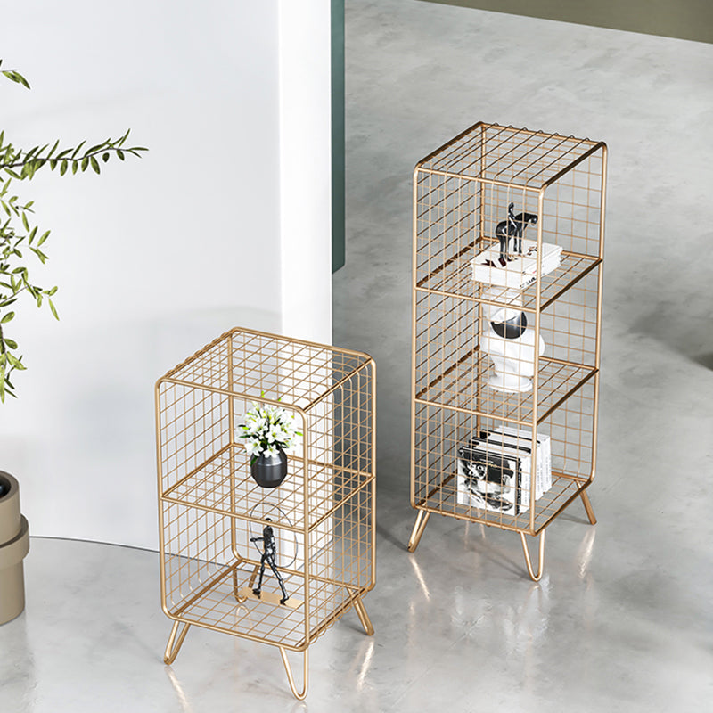 11.81" W Glam Antique Finish Shelf Bookcase Metal Book Shelf with Rectangular Shelves Clearhalo 'Bookcases' 'furn' 'furn_bookcases' 'Furniture' 'Office Furniture' 6476474