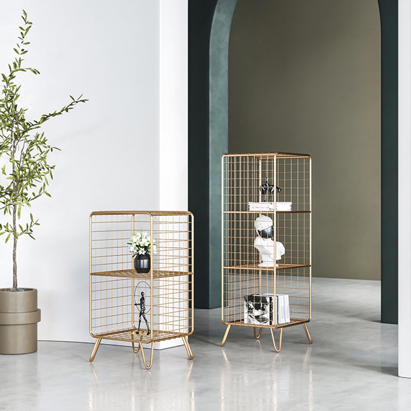 11.81" W Glam Antique Finish Shelf Bookcase Metal Book Shelf with Rectangular Shelves Clearhalo 'Bookcases' 'furn' 'furn_bookcases' 'Furniture' 'Office Furniture' 6476476